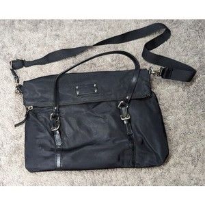 Kate Spade Nylon Flap Satchel Black Hang Bag